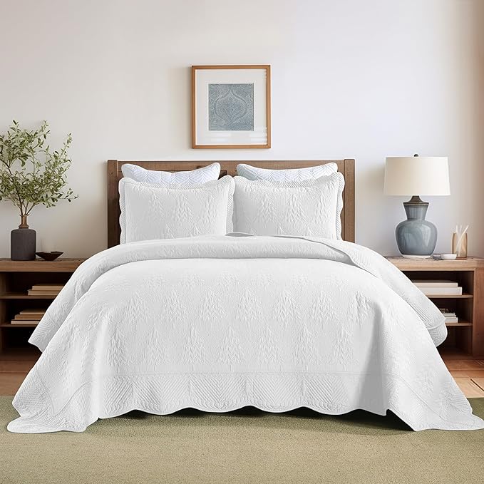 MarCielo 3-Piece Christmas Quilt 100% Cotton Oversized Bedspread Lightweight - Image 9
