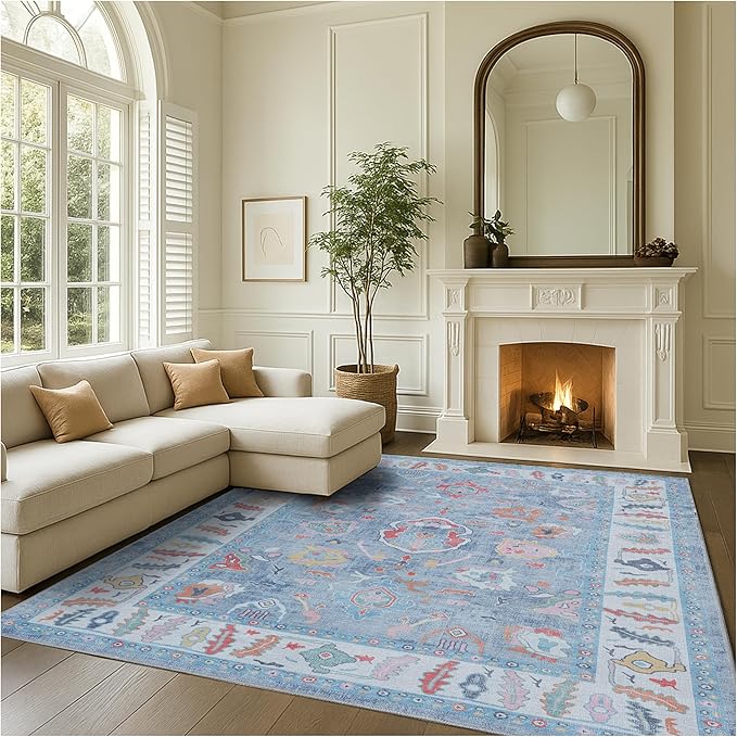 Fame Rugs Blue Modern Oushak Rug 10x13, Vintage Turkish Colorful Oriental by FameRugs