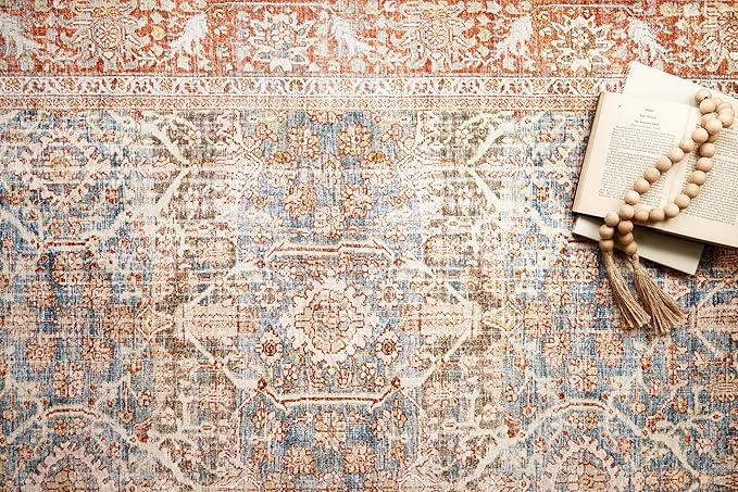 Loloi Layla Collection LAY-04 Ocean/Rust 2'-6" x 7'-6" .13" Thick Runner Rug - Image 8