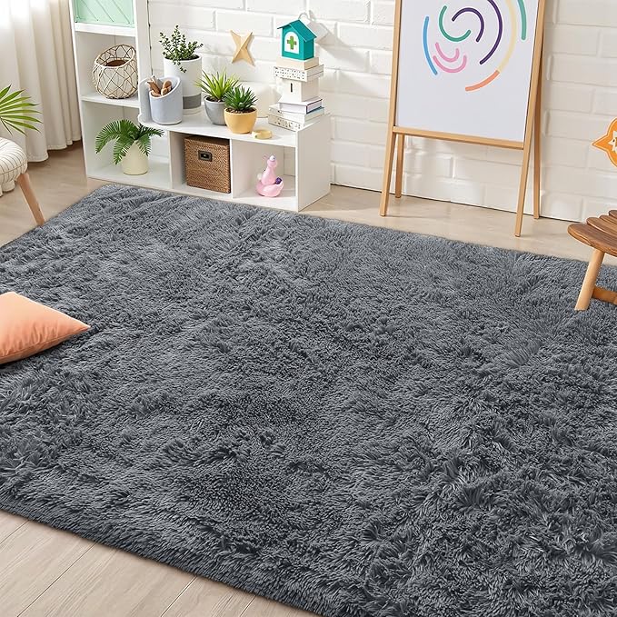 OLANLY Area Rugs for Living Room Bedroom, Machine Washable 4x5.9 ft Soft Fluffy - Image 5