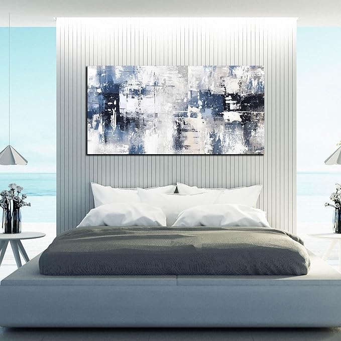 Prepeyssee White and Blue Abstract Canvas Wall Art - Image 7