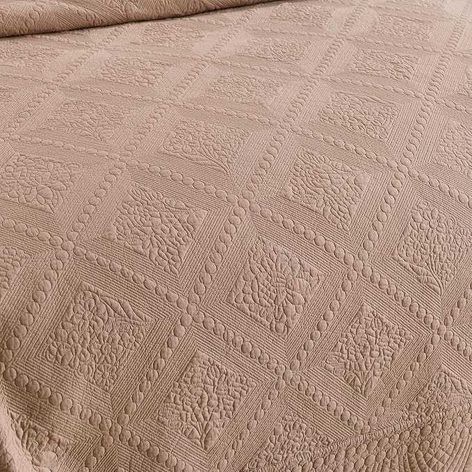 MarCielo 3-Piece 100% Cotton Oversized Bedspread Lightweight Quilt Coverlet - Image 4