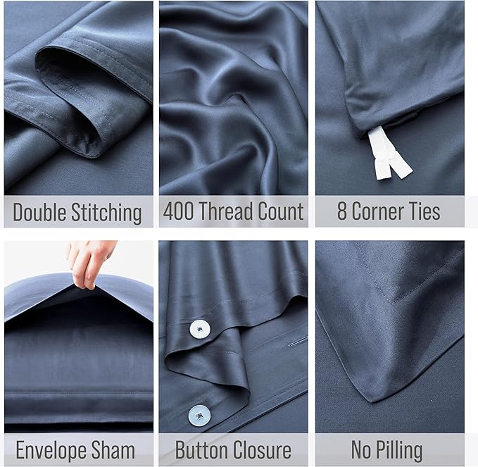 Bella Coterie Luxury Bamboo Viscose Queen Size Duvet Cover Set | 100% - Image 3