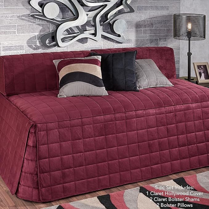Camden Luxury Bedding | Neutral Claret Color | Fitted Hollywood Daybed Bedding - Image 2