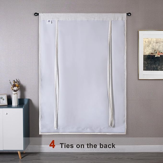 DriftAway Double Layer Linen Blackout Tie Up Curtains Thermal Insulated Fully - Image 7