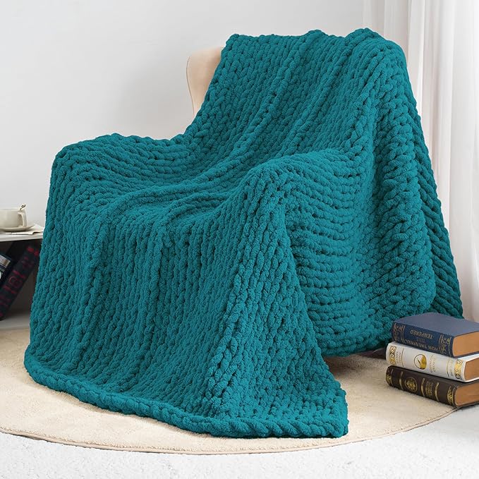 Chunky Knit Throw Blanket 50"X 60", 100% Handmade - Image 9