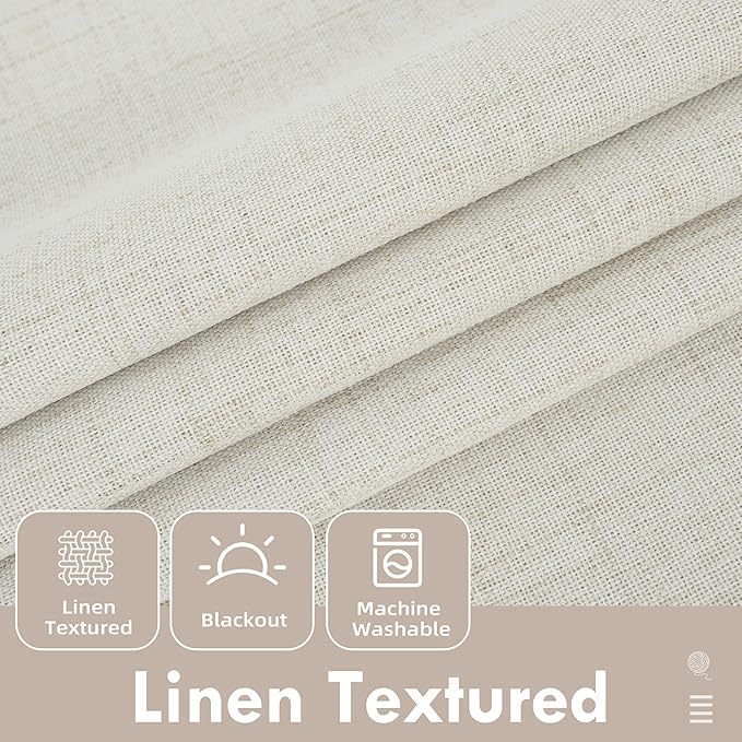 DriftAway Double Layer Linen Blackout Tie Up Curtains Thermal Insulated Fully - Image 4
