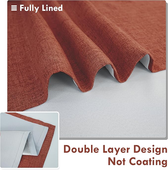 DriftAway Double Layer Linen Blackout Tie Up Curtains Thermal Insulated Fully - Image 5
