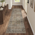 Fmfunctex 2x6 Runner Rug Brown Vintage Neutral Washable Distressed Non Slip Low by Fmfunctex