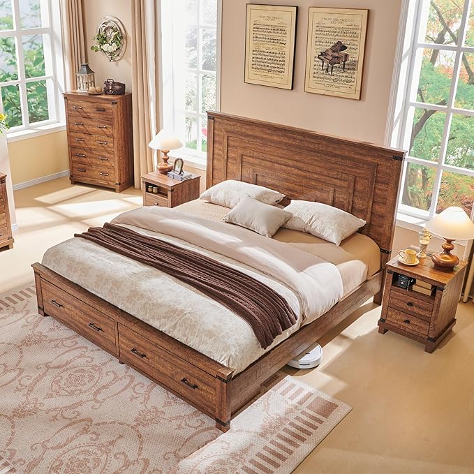 T4TREAM Farmhouse King Size Bed Frame by T4TREAMFurniture