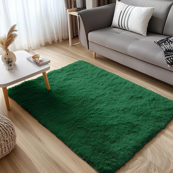 OLANLY 3x5 Machine Washable Small Bedside Rug, Soft Fluffy Shaggy Rugs - Image 4