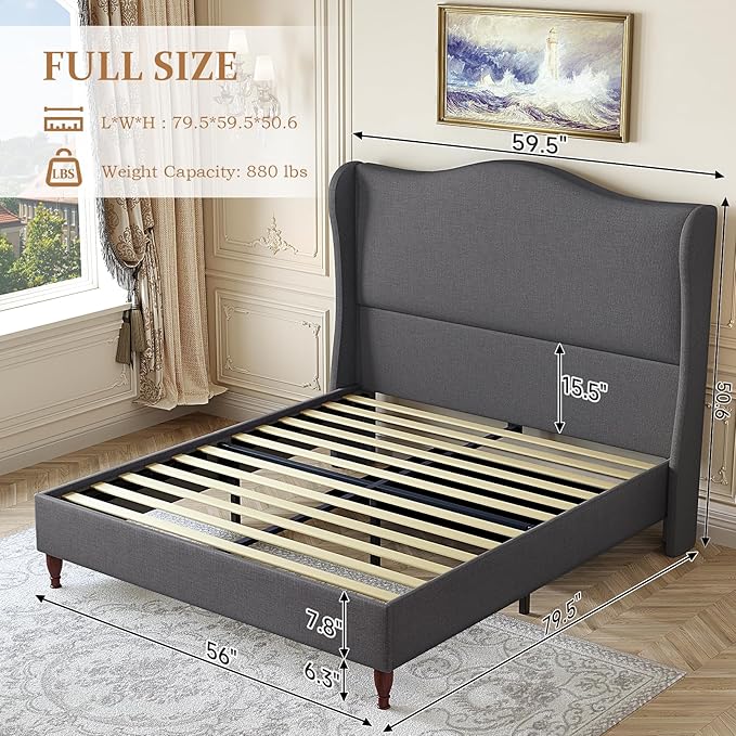 koorlian Full Size Bed Frame Upholstered Platform Bed - Image 2