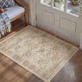Beige 2x3 Entryway Area Rug Machine Washable Doormat Kitchen Vintage Distressed by PureCozy