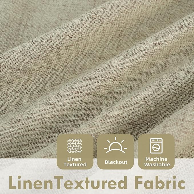 DriftAway Double Layer Linen Blackout Tie Up Curtains Thermal Insulated Fully - Image 3