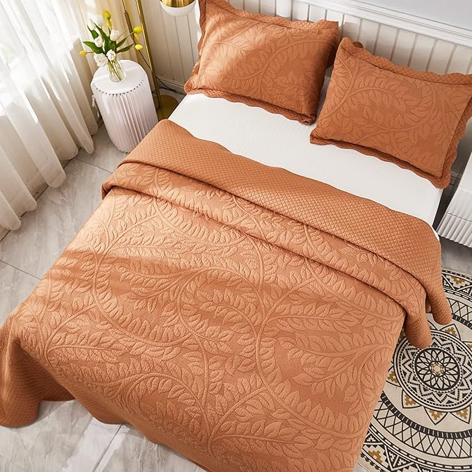 MarCielo 3-Piece 100% Cotton Oversized Bedspread Lightweight Quilt Coverlet - Image 2