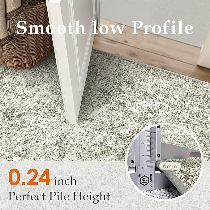 5x7 Area Rug Washable Vintage Neutral Living Room Carpet Large Indoor Non Slip - Image 3