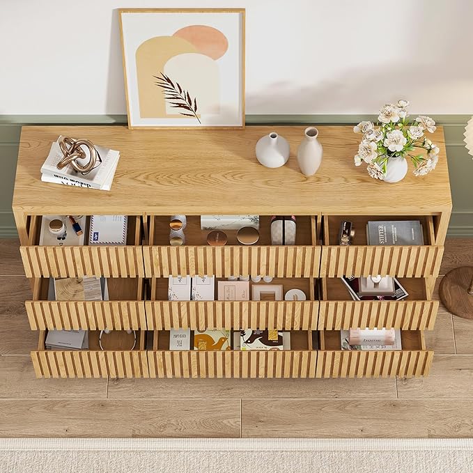 Long Dresser for Bedroom, Large Fluted Dresser - Image 5