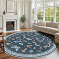Mushroom Insect 6ft Round Rug Washable Non-Slip Soft Ultra-Thin Boho Circle by ROYHOME