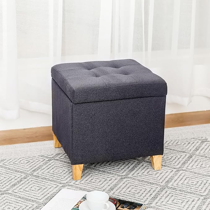 Adeco Fabric Storage Ottoman Bench - Image 4
