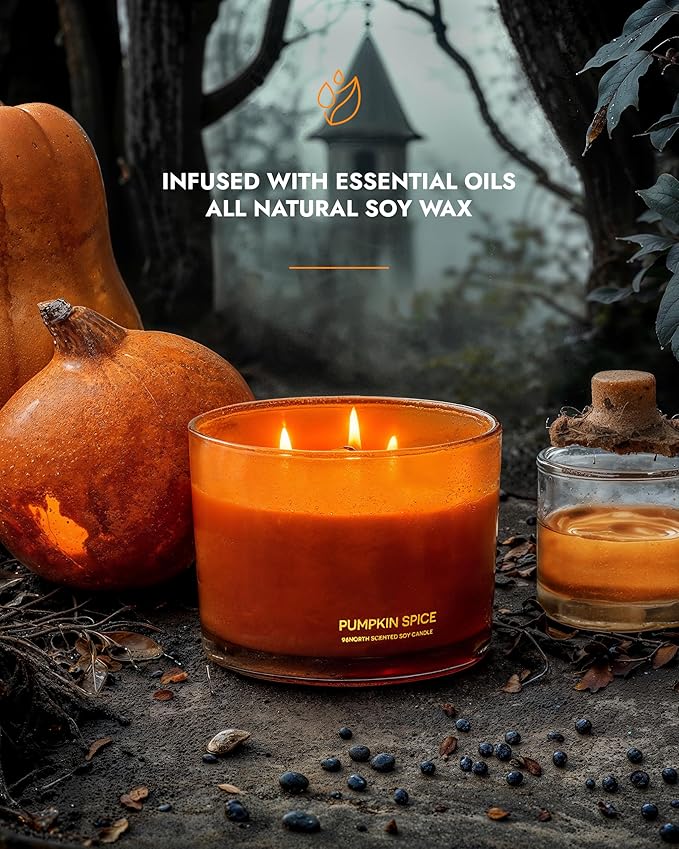 96NORTH Luxury Pumpkin Soy Candle | Large 3 Wick Jar Candle | Halloween & Fall - Image 2