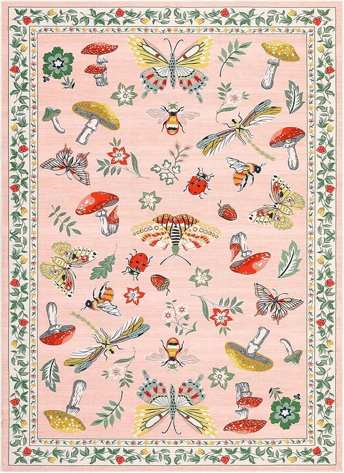 Mushroom Insect Washable Rug 5x7 Area Rugs - Image 4