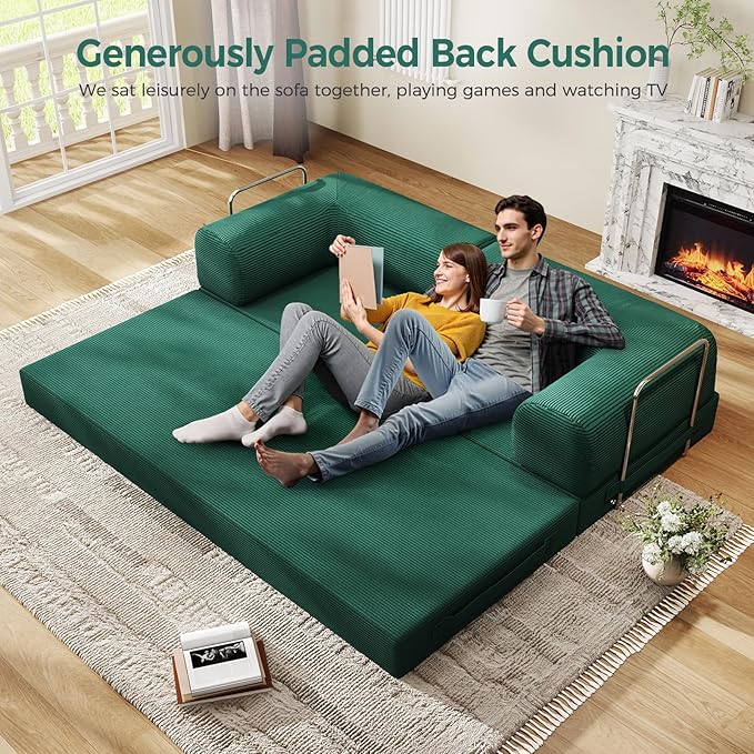 4-in-1 Folding Convertible Sofa Bed, 78 Inch Boneless Couch - Image 6