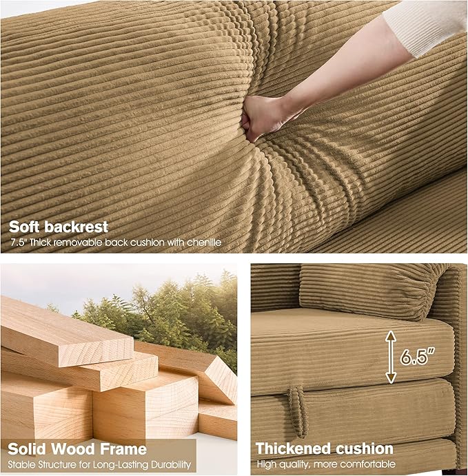 51" Loveseat Sleeper Sofa Bed, Corduroy Convertible Floor Sofa Bed - Image 5