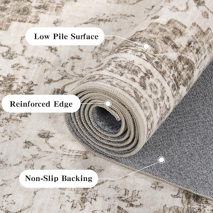 6x9 Vintage Washable Area Rugs Boho Medallion Large Distressed Retro Accent - Image 6