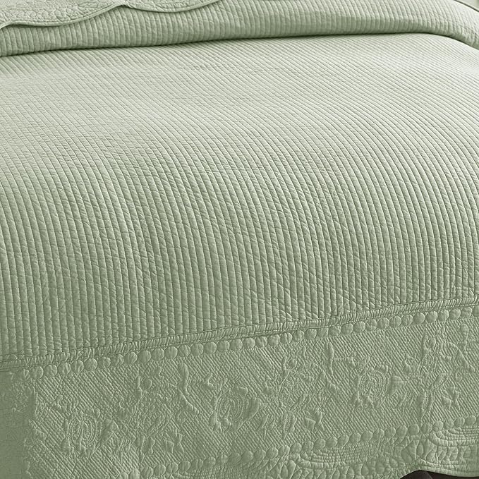 MarCielo 3-Piece 100% Cotton Oversized Bedspread Lightweight Quilt Coverlet - Image 9