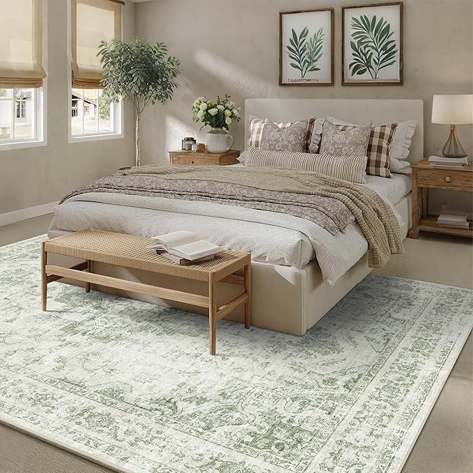 8x10 Vintage Washable Area Rugs Boho Medallion Large Distressed Retro Accent - Image 4