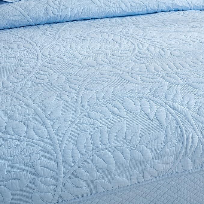 MarCielo 3-Piece 100% Cotton Oversized Bedspread Lightweight Quilt Coverlet - Image 9