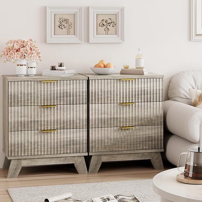 Fluted Nightstand, Mid Century Modern Wood Night Stand - Image 7