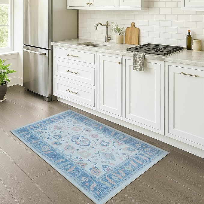 Fame Rugs Blue Modern Oushak Rug 2'6"x13, Vintage Turkish Colorful Oriental by FameRugs