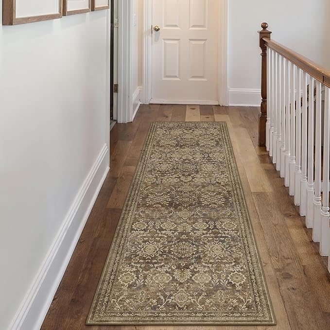 2x8 Runner Rug Brown Vintage Hallway Long Carpet Indoor Kitchen Washable Living - Image 5