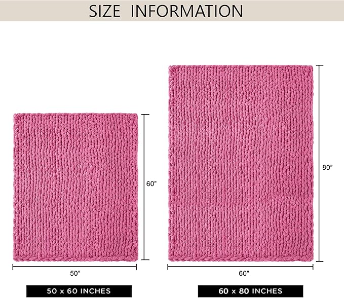 Chunky Knit Throw Blanket 60"X 80", 100% Handmade - Image 9