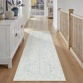 3x8 Blue Runner Rug Hallway Non Slip Kitchen Vintage Distressed Long Carpet by PureCozy