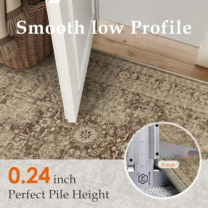 Brown 2x6 Runner Rug Hallway Non Slip Kitchen Vintage Distressed Long Carpet - Image 2