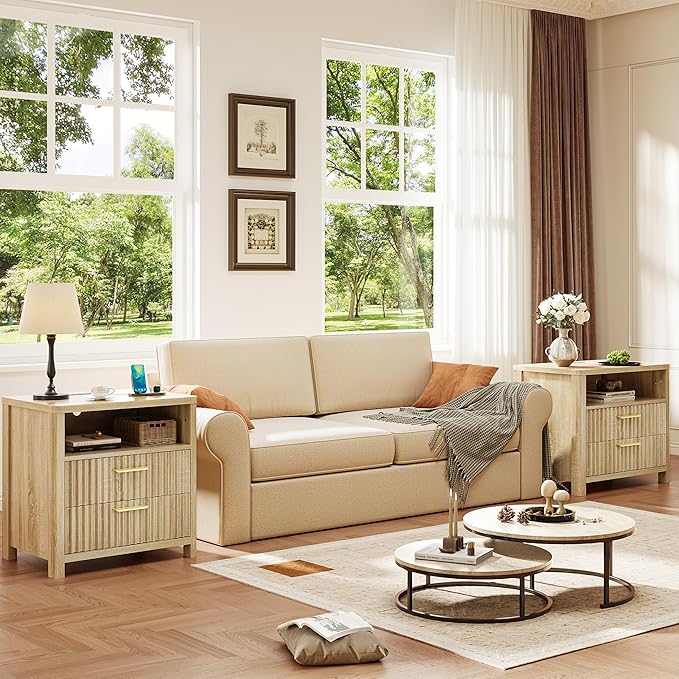 CypBed Night Stand with Charging Station, Bedside Tables with 2 Drawers & - Image 8