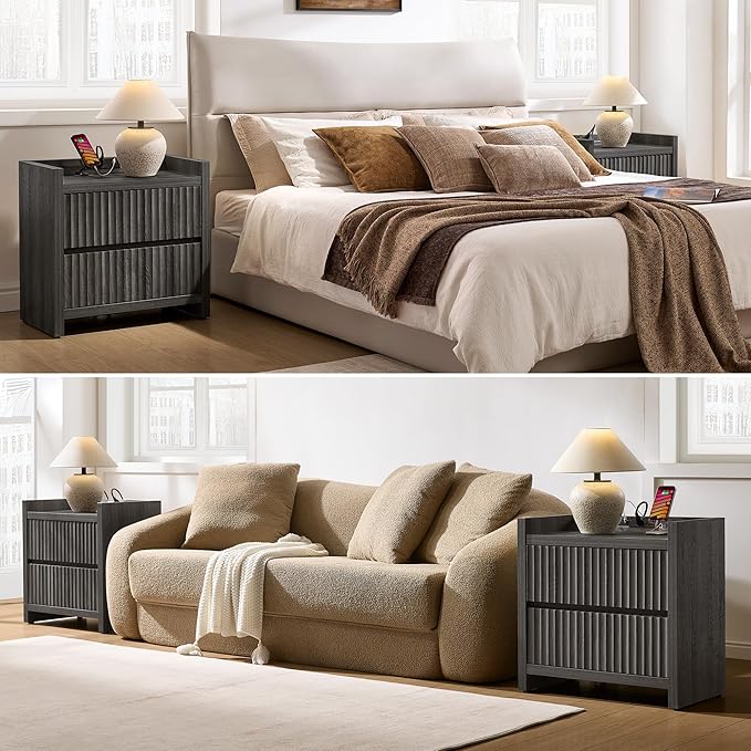 SICOTAS Night Stand Set of 2-Fluted Nightstands - Image 4