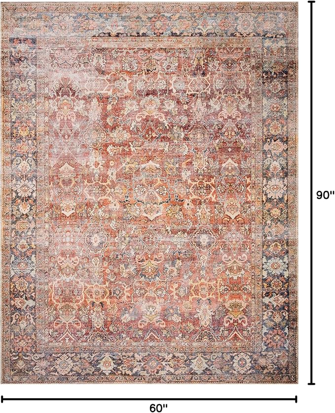 Loloi Layla Collection LAY-02 Spice/Marine 5'-0" x 7'-6" .13" Thick Area Rug - Image 2