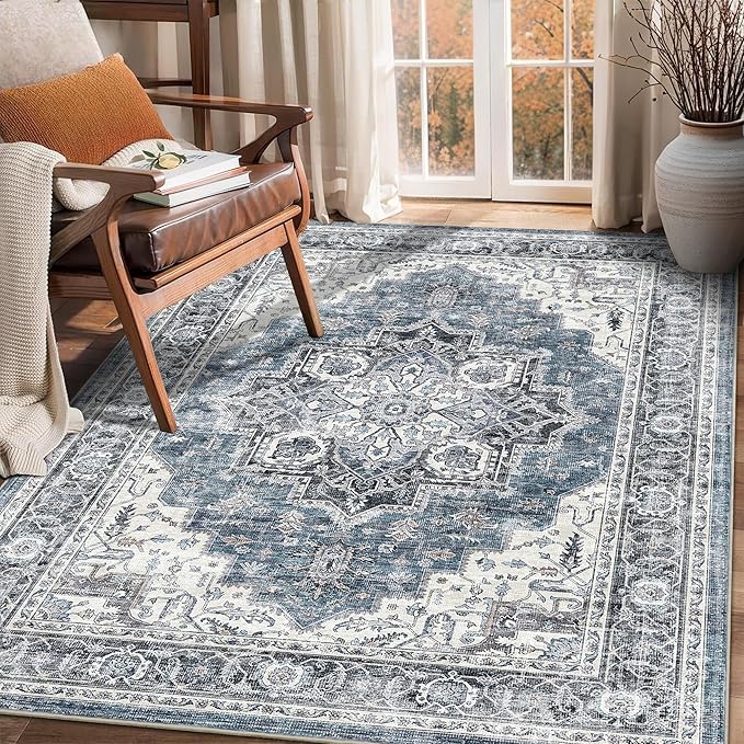 3x5 Vintage Area Rugs for Indoor Entrance Stain Resistant Washable Entryway Rug by NakedCloud