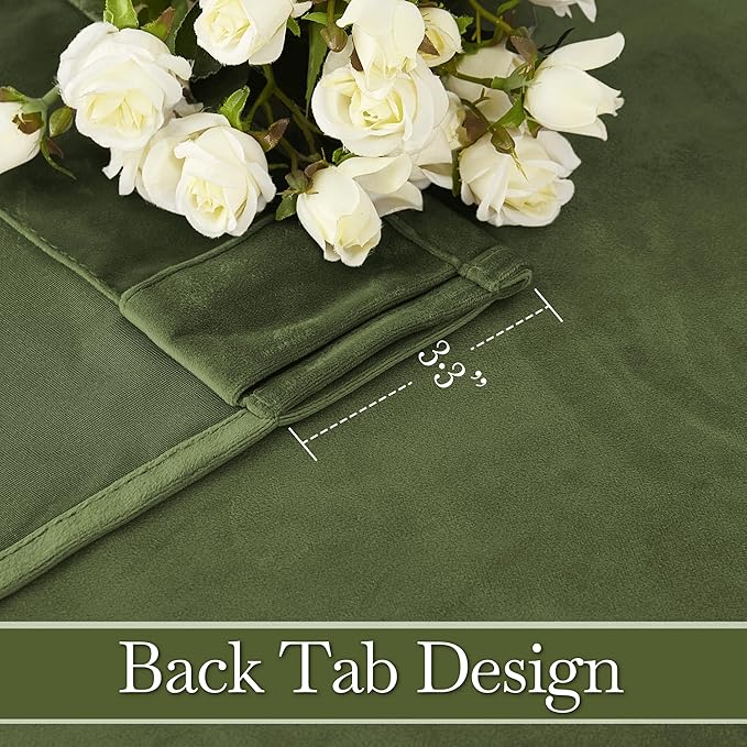 RYB HOME Velvet Curtains 72 inches Length, Back Tab & Rod Pocket Soft Fabric - Image 4