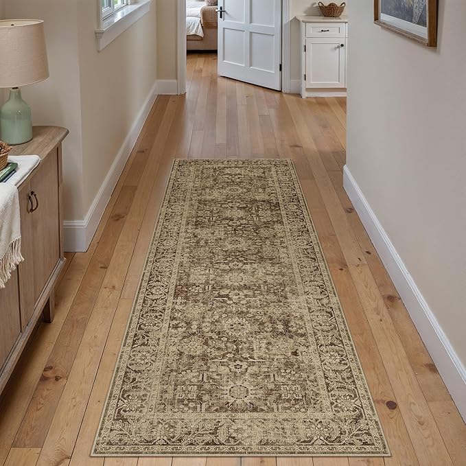 Brown 2x6 Runner Rug Hallway Non Slip Kitchen Vintage Distressed Long Carpet - Image 4
