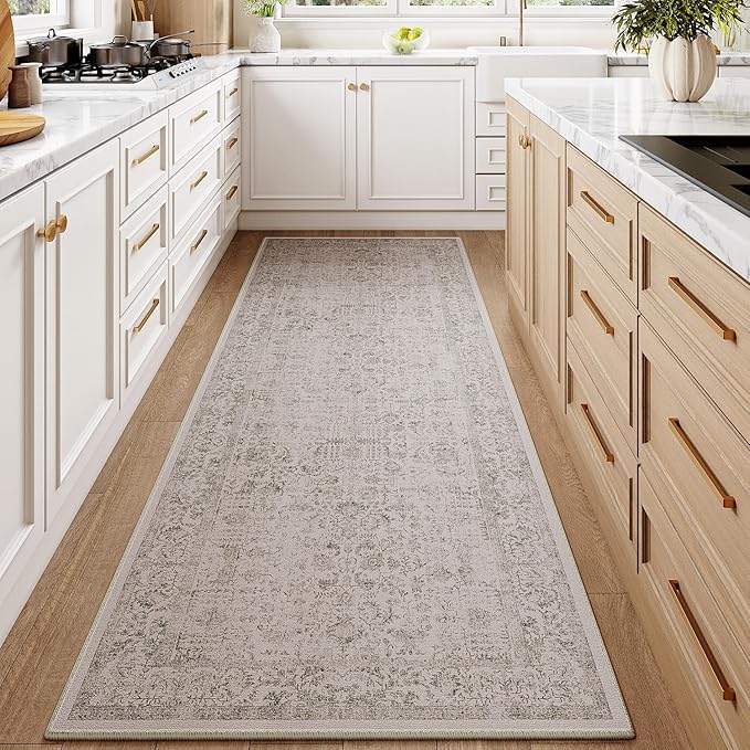 Gray Runner Rug 3x12 Hallway Machine Washable Kitchen Vintage Distressed Non - Image 6