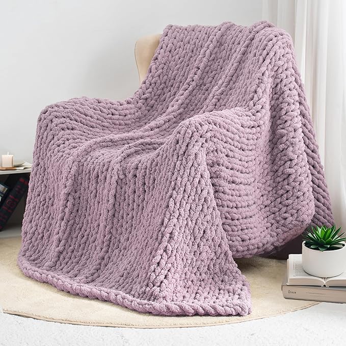 Chunky Knit Throw Blanket 50"X 60", 100% Handmade - Image 7