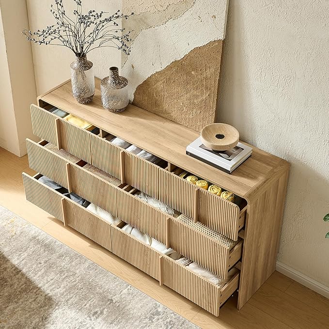 AMERLIFE 63" Fluted 7 Drawer Dresser, Wide Modern Chest of Storage Drawers - Image 8