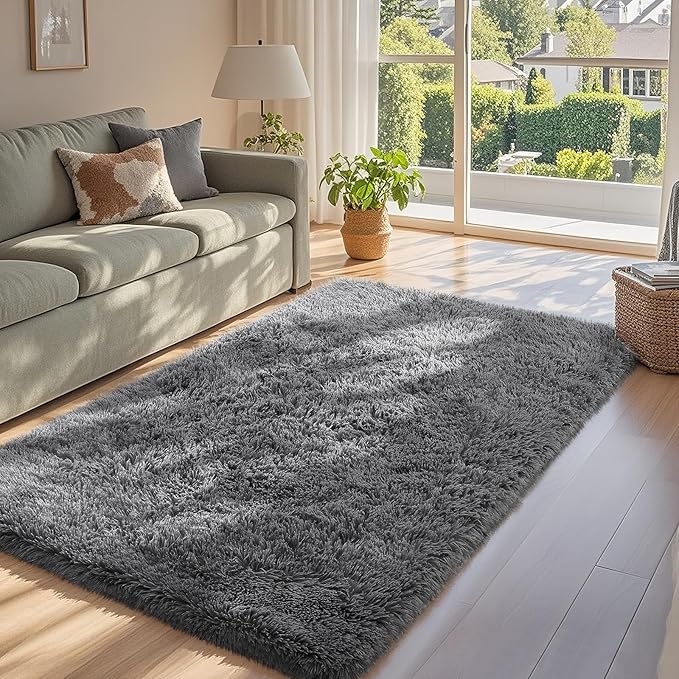 Ophanie 3x5 Rug, Bedside Preppy Dorm Area Rug, College Essentials Non Slip Grey - Image 3