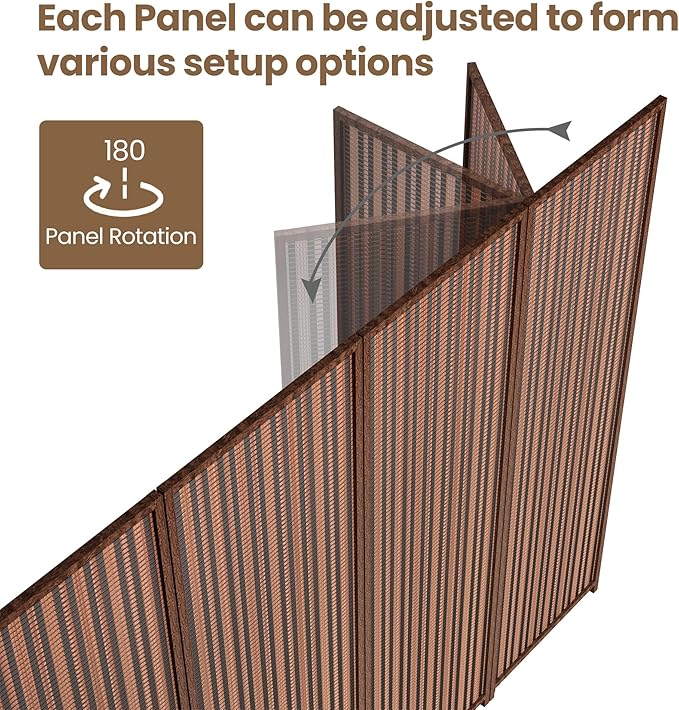 6 Panel Room Divider and Extra Wide Folding Privacy Screen, 94.5" W x 67" H - Image 6