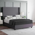 EMMA + OLIVER Nora Full Size Faux Linen Upholstered Platform Bed by EMMAOLIVER
