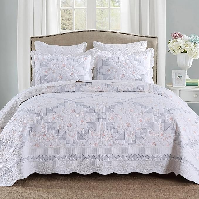MarCielo 3-Piece 100% Cotton Oversized Bedspread Lightweight Quilt Coverlet by MarCielo